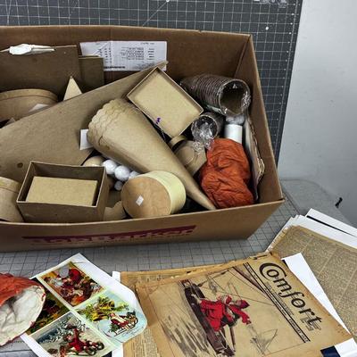  Box of Crafting Items: Old News Paper, Cardboard items for Crafting. 