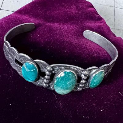 Old Southwest Pawn Cuff Bracelet with CERILLO TURQUOISE 