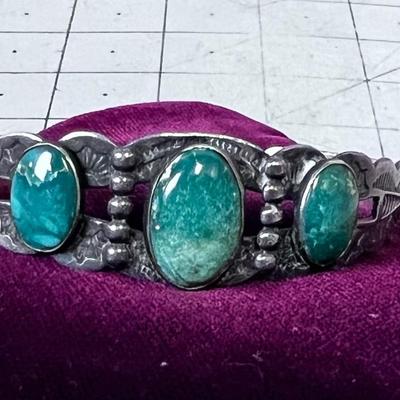 Old Southwest Pawn Cuff Bracelet with CERILLO TURQUOISE 