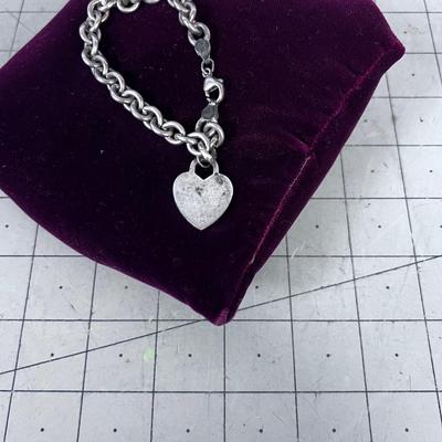 925 +Heart Bracelet Has Initials RBS 