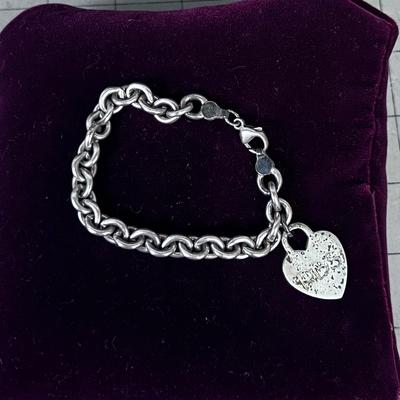 925 +Heart Bracelet Has Initials RBS 