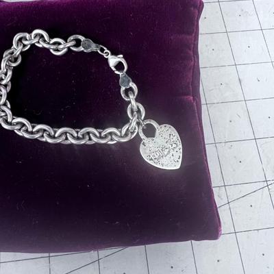 925 +Heart Bracelet Has Initials RBS 