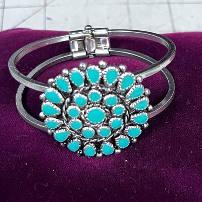Awesome Vintage Turquoise Enamel or Faux Stone