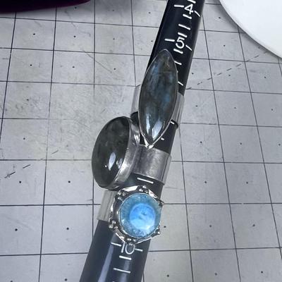 3 Silver Rings LABORITE and maybe GEODE? 