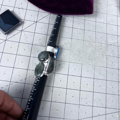 4 Rings 2 Laborite and 1 blue Maybe Apatite