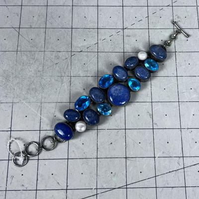 Soda Light, Pearl and Faux Blue Topaz BRACELET 