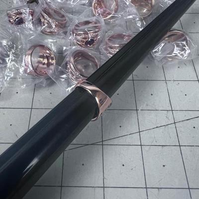 A Big lot of NEW Rose gold Looking Fancy Rings (28 lot) 