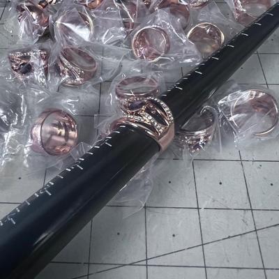 A Big lot of NEW Rose gold Looking Fancy Rings (28 lot) 