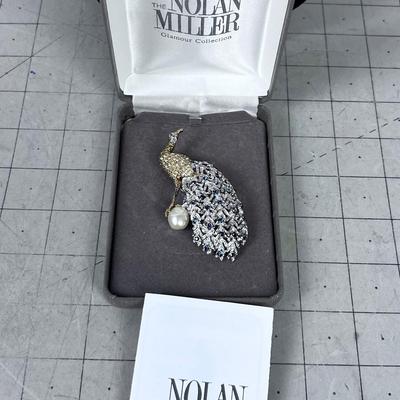 Nolan Miller Glamor Collection Peacock Pin In Box 