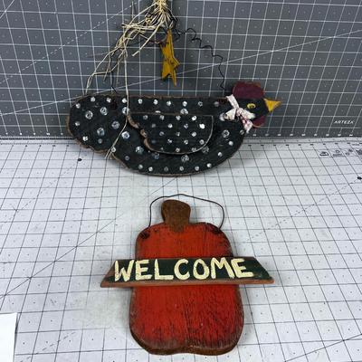 Chicken & Pumkin Wall Plaque