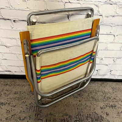Vintage Metal/Wood Low-Back Folding Chair