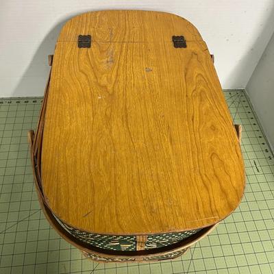 Vintage Picnic Basket, Wool Blanket and Ceramic Pie Holder