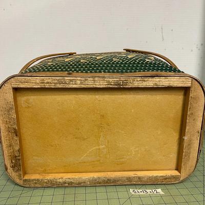 Vintage Picnic Basket, Wool Blanket and Ceramic Pie Holder