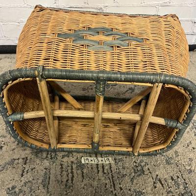 Vintage Coffee Bean Bags & Vintage Rattan Magazine Rack
