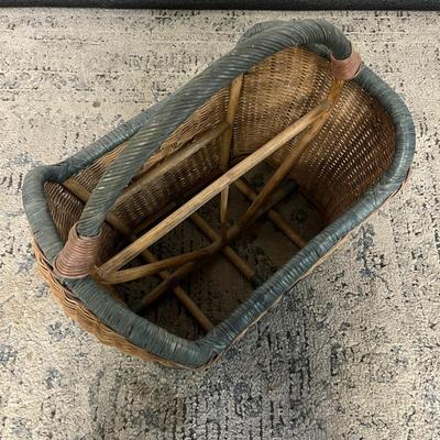 Vintage Coffee Bean Bags & Vintage Rattan Magazine Rack