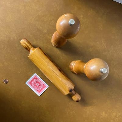 Wooden Salt and Pepper Shaker and Rolling Pin