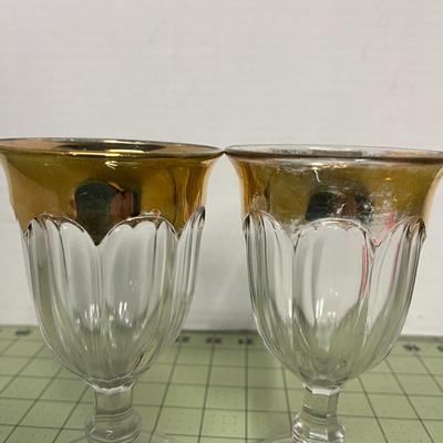 Set of 9 Gold Trimed Goblets