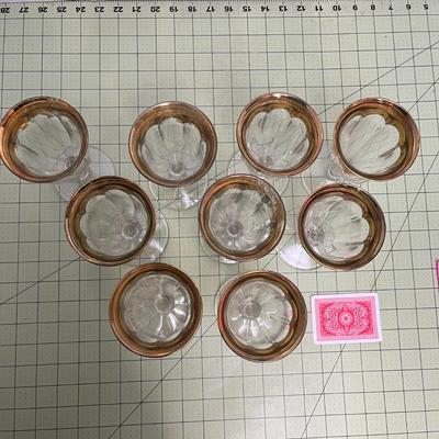 Set of 9 Gold Trimed Goblets