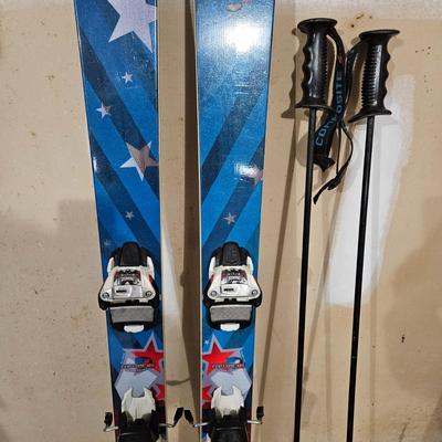 Pair of Blizzard Bushwacker Skis, Poles and Travel Bag (G-DW)