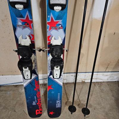 Pair of Blizzard Bushwacker Skis, Poles and Travel Bag (G-DW)