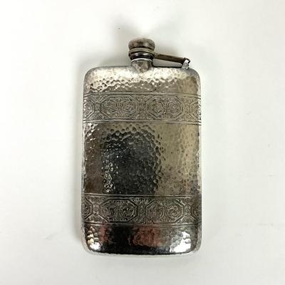 169 Vintage Hand Hammered Silver Flask By Apollo