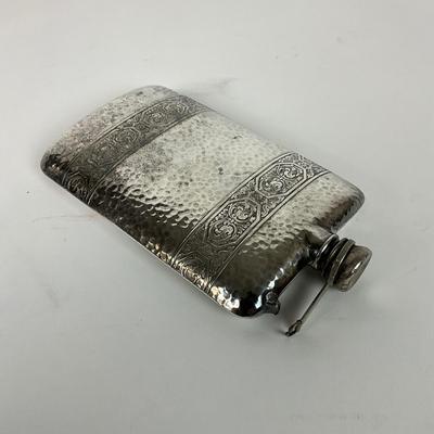 169 Vintage Hand Hammered Silver Flask By Apollo