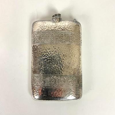 169 Vintage Hand Hammered Silver Flask By Apollo