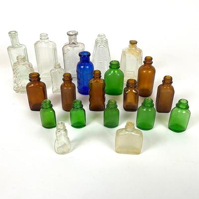 170 Lot of Antique/Vintage Amber, Green, Cobalt Glass Bottles