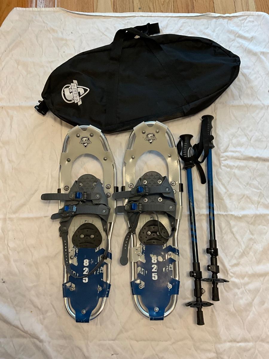 825 Sherpa snowshoes, poles, bag.