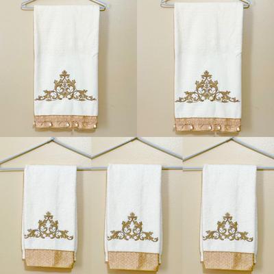 AVANTI ~ Five (5) Decorative Gold Embellished Towels