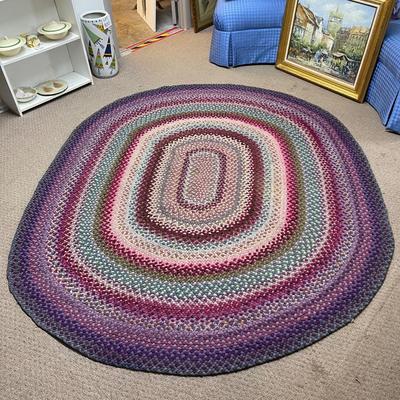1953 large Oval Wool Handmade Braided Rug