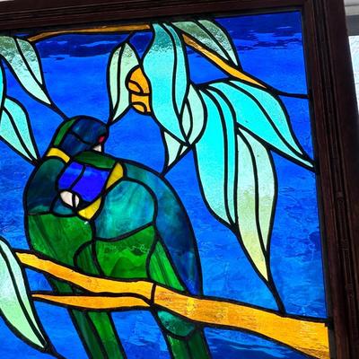 Beautiful Antique Tropical Stained Glass Hanging
