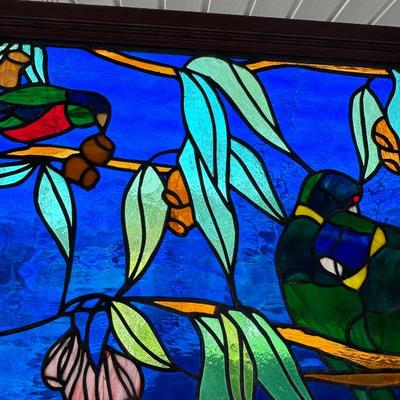 Beautiful Antique Tropical Stained Glass Hanging