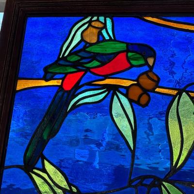 Beautiful Antique Tropical Stained Glass Hanging