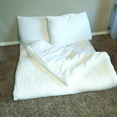 QUENN SIZE COMFORTER, TWO BED PILLOWS AND THROW PILLOWS