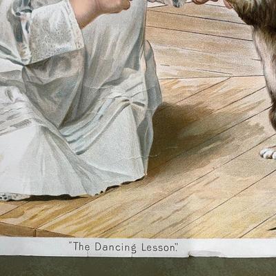 Vintage Victorian â€œThe Dancing Lessonâ€ Lithograph - AWA Adams 19x15