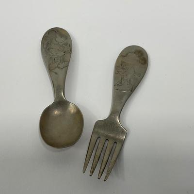 -2- KITCHEN | Vintage Winthrop Mickey & Minnie | Silver Plate Childrenâ€™s Fork & Spoon