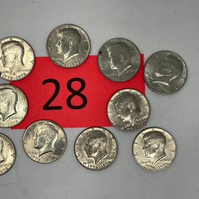 1976 Kennedy 1/2 Dollar Lot of 10