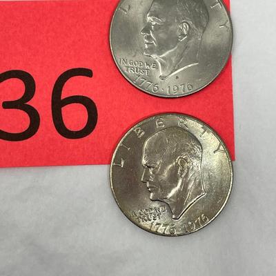 Lot of 2 Ike Bicentennial Dollars