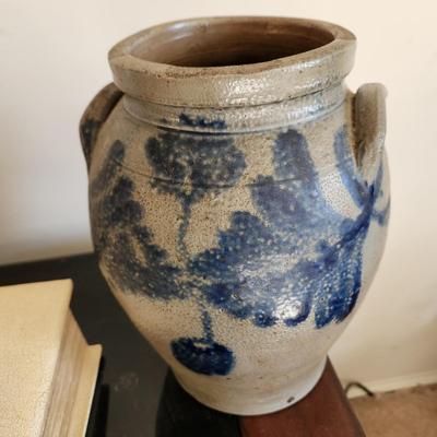 Antique Stoneware Cobalt Blue Decorated Crock 10