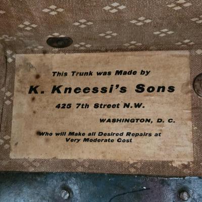 Antique K. Kneessi's Sons Trunk Washington D.C. 32Lx19Dx13H