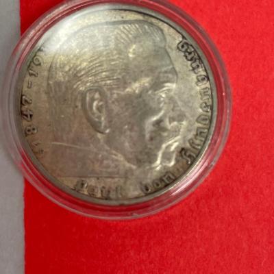 1939 Nazi Germany 2 Deutch Marks Coin Swastika