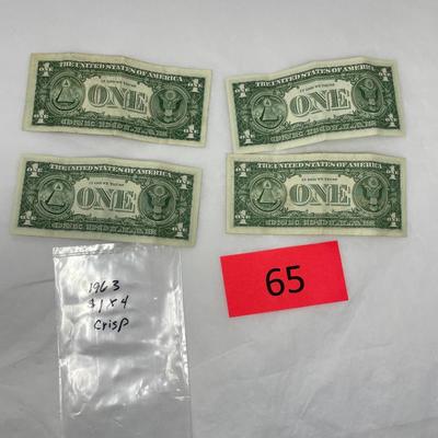 1963 $1 lot of 4 Crisp