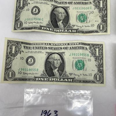 1963 $1 lot of 4 Crisp