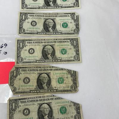 Lot 3 of 10 1969 $1 bills