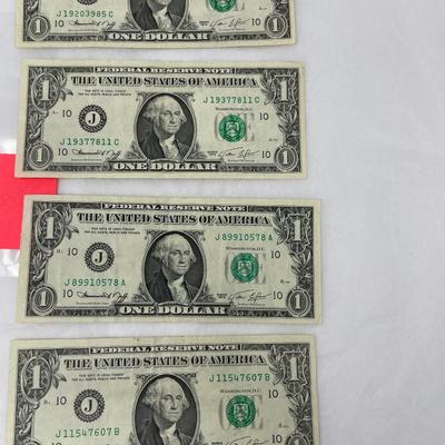 Lot of 8 1974 $1 bills