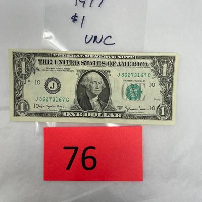 1977 $1 bill UNC