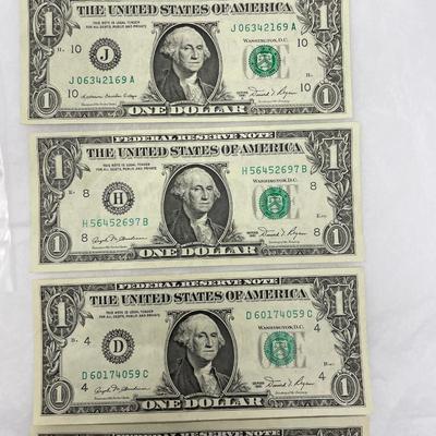 1981 Lot of 5 $1 bills UNC