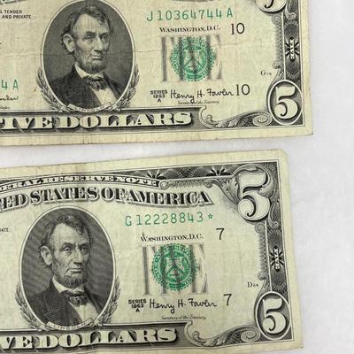 1963 Lot of 2 $5 bills
