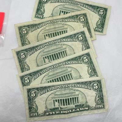Lot of 5 1969 $5 bills